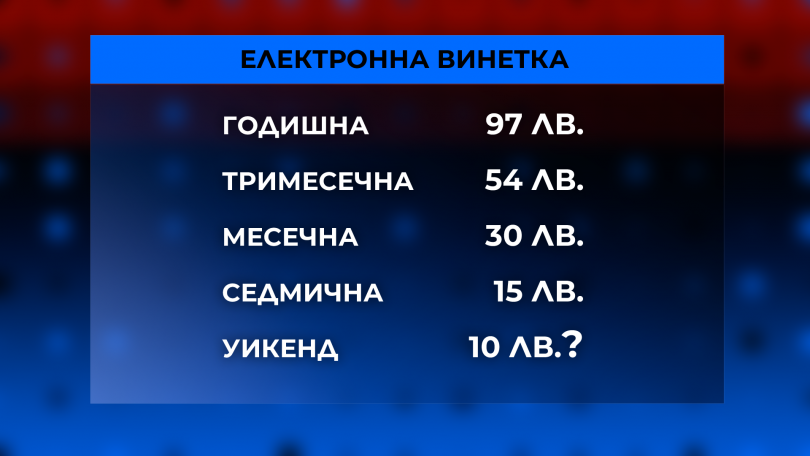  Цените на елекронните винетки, които ще бъдат въведени идната година 