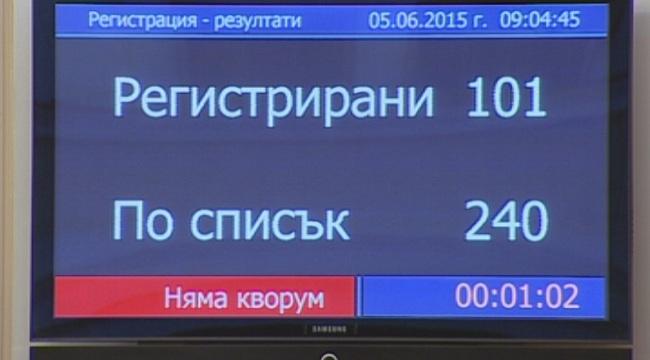 Липса на кворум провали днешното заседание на парламента