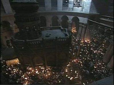 Слизане на Благодатния огън в Йерусалим