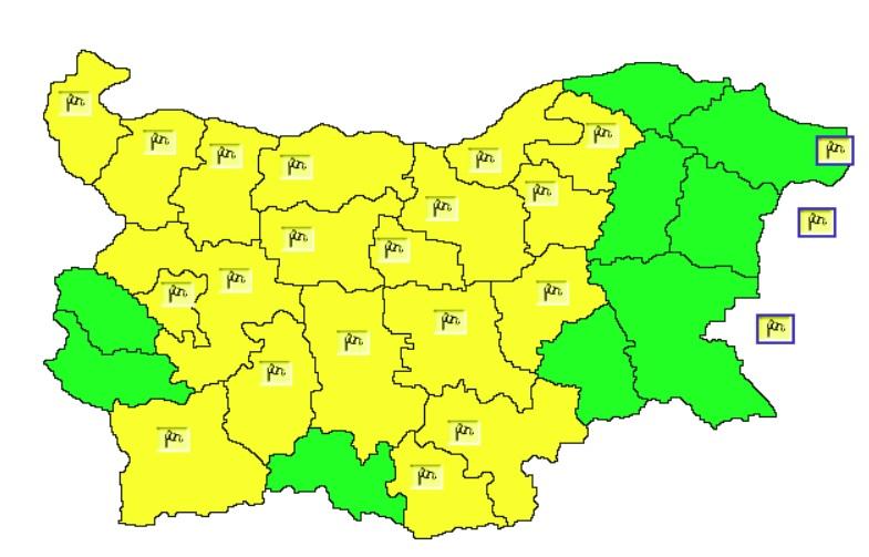 Акцент в прогнозата за времето остава вятърът предупреждение за